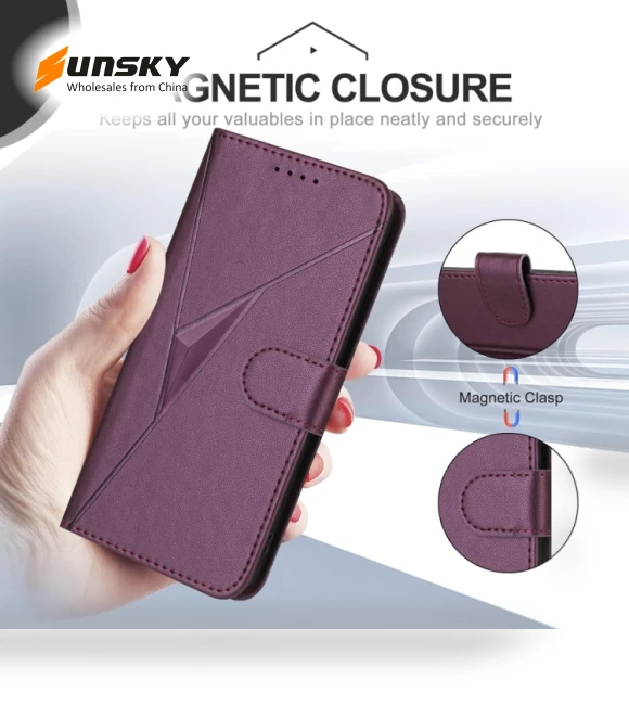 Triangle Pattern Buckle Clasp Leather Phone Case — Flip Cases, Infinix