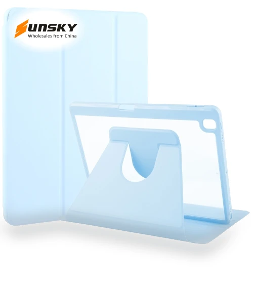 Acrylic TPU 3-folding Rotating Smart Tablet Leather Case for iPad 10.2 — Keyboard Cases, GEBEI