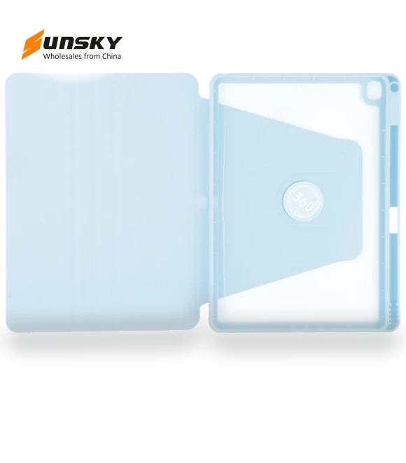 Acrylic TPU 3-folding Rotating Smart Tablet Leather Case for iPad 10.2 — Keyboard Cases, GEBEI