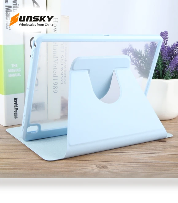 Acrylic TPU 3-folding Rotating Smart Tablet Leather Case for iPad 10.2 — Keyboard Cases, GEBEI