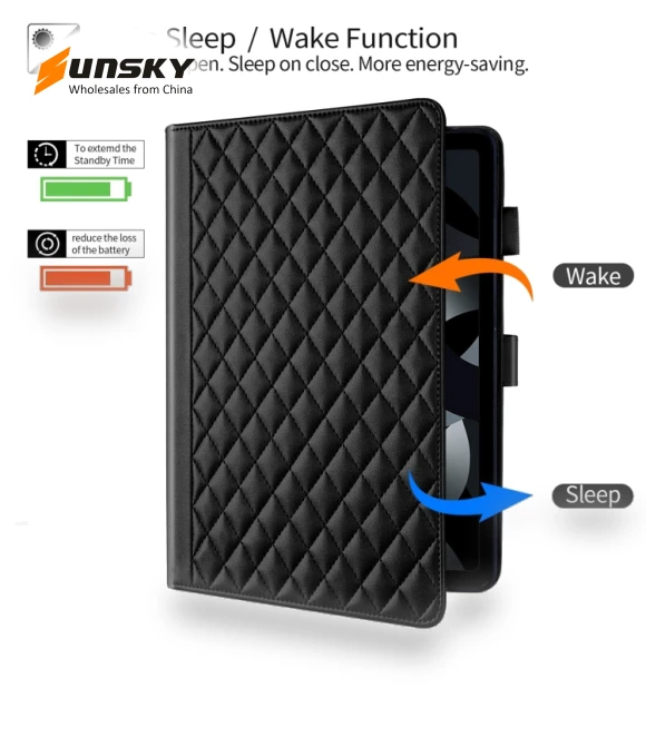 Rhombus Lattice Leather Smart Tablet Case for iPad 10th Gen 10.9 2022 — Keyboard Cases