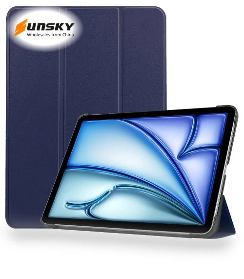 3-Fold Holder Smart Leather Tablet Case for iPad Air 13 2024 — Protective Cases, Custer
