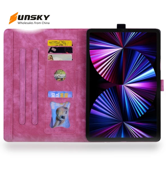 Cartoon Sakura Cat Embossed Smart Leather Tablet Case for iPad Pro 11 2022 / Air 10.9 2022 — Cases
