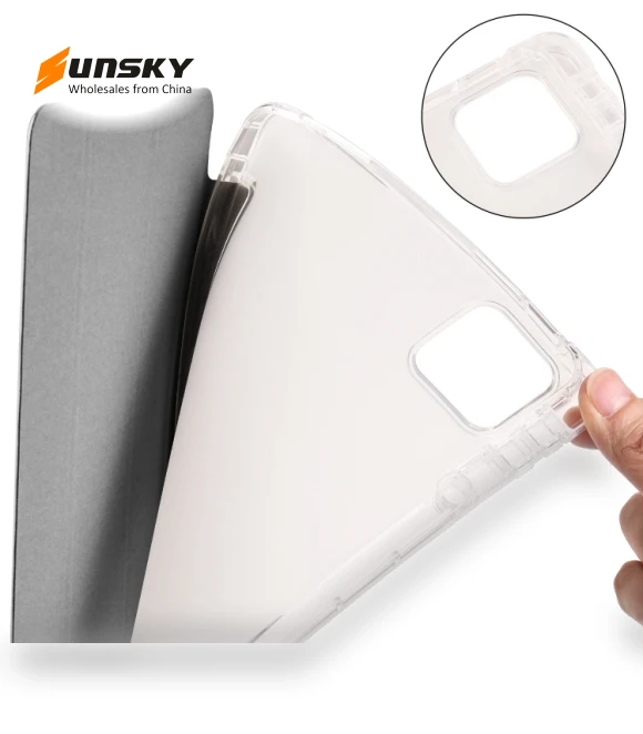 3-fold Clear TPU Smart Leather Tablet Case for iPad Pro 11 2024 with Pen Slot — Cases