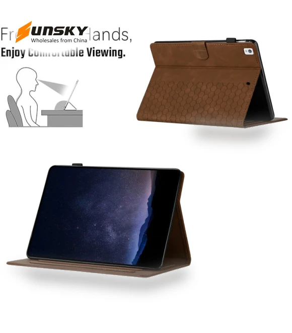Honeycomb Embossed Leather Smart Tablet Case for Samsung Galaxy Tab A7 2020 — Keyboard Cases, Samsung