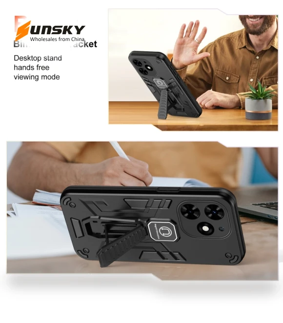Shockproof Holder Phone Case for Tecno Spark 20C / Infinix Smart 8 — Basic Cases