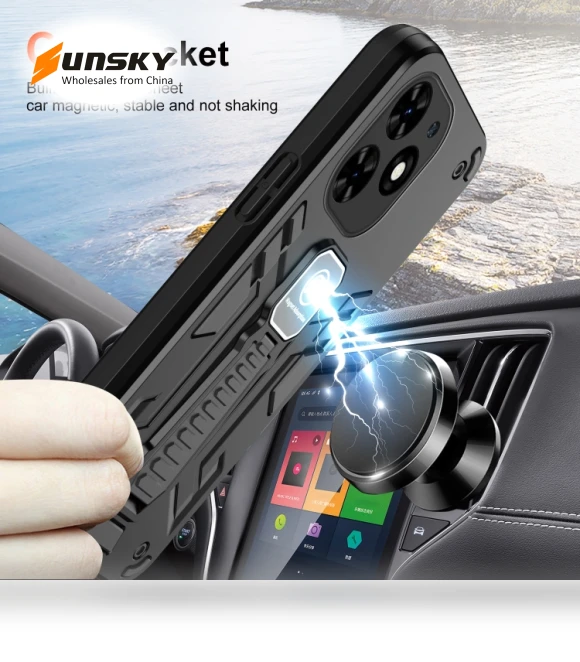 Shockproof Holder Phone Case for Tecno Spark 20C / Infinix Smart 8 — Basic Cases