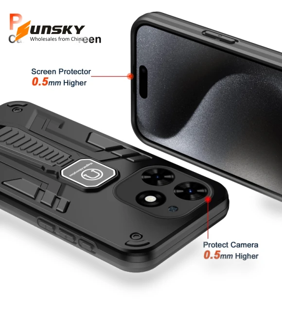 Shockproof Holder Phone Case for Tecno Spark 20C / Infinix Smart 8 — Basic Cases