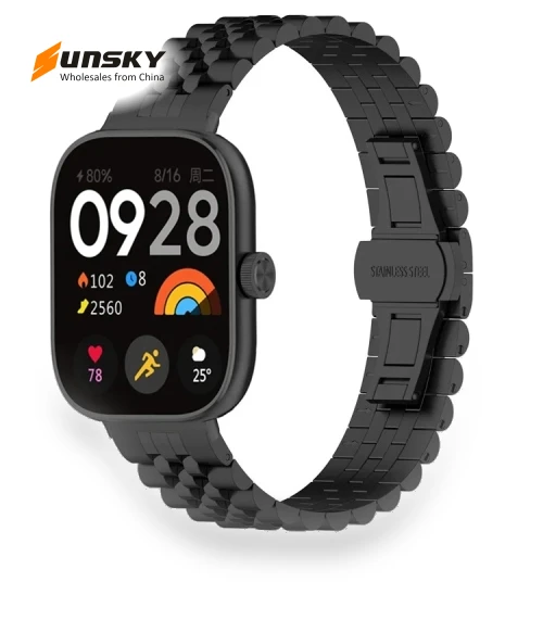 Five-bead Butterfly Buckle Metal Watch Band for Xiaomi Mi Band 8 Pro / Smart Band 9 Pro — Fitness Bands, Xiaomi