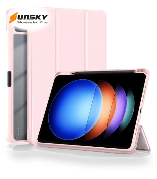 Acrylic 3-Fold Smart Leather Tablet Case for Xiaomi Pad 6S Pro 12.4 — Keyboard Cases, Xiaomi