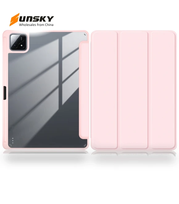 Acrylic 3-Fold Smart Leather Tablet Case for Xiaomi Pad 6S Pro 12.4 — Keyboard Cases, Xiaomi