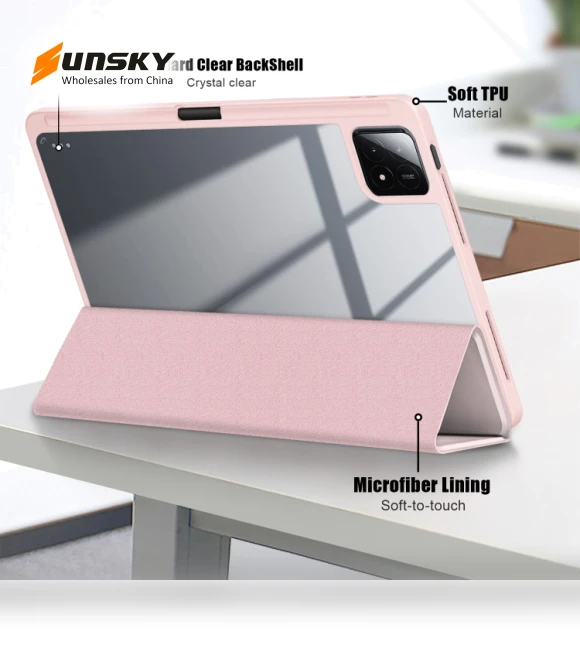 Acrylic 3-Fold Smart Leather Tablet Case for Xiaomi Pad 6S Pro 12.4 — Keyboard Cases, Xiaomi