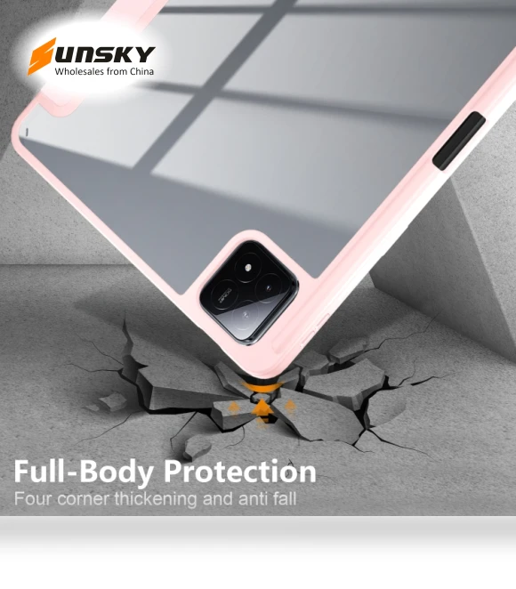 Acrylic 3-Fold Smart Leather Tablet Case for Xiaomi Pad 6S Pro 12.4 — Keyboard Cases, Xiaomi