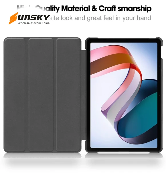 3-Fold Holder Smart Leather Tablet Case for Xiaomi Redmi Pad SE — Keyboard Cases, Xiaomi