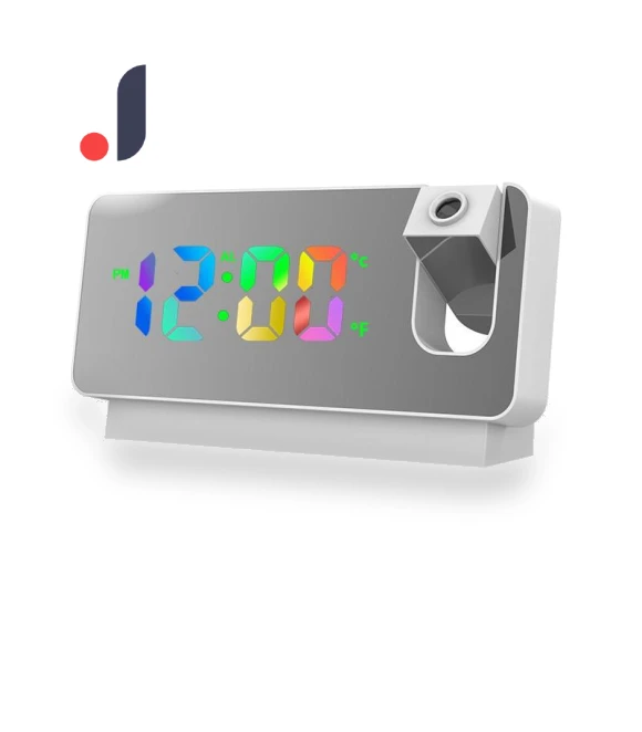 Silent Digital LED Alarm Clock with Temperature Display and Red Light Projection — Alarm, VividTrove