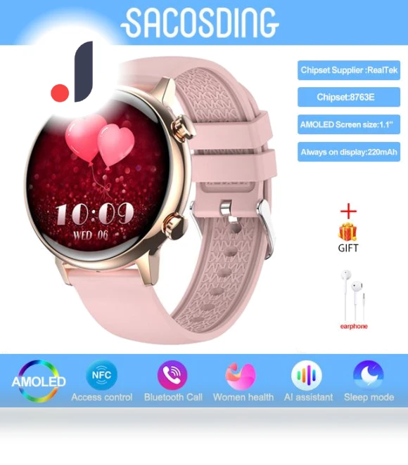 Smart Watch for Women with NFC and Menstrual Monitor — Smartwatches, Tiktop2