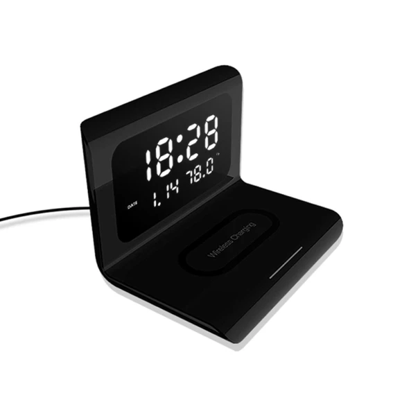 Smart Digital Alarm Clock with Wireless Charging — Alarm, DC-HOME Textile