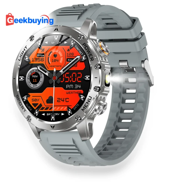 Smartwatch with 1.7 inch Screen, Built-in Flashlight, 100+ Sports Modes, Health Management, Smart Voice Assistant, IP68... — Smartwatches, Senbono