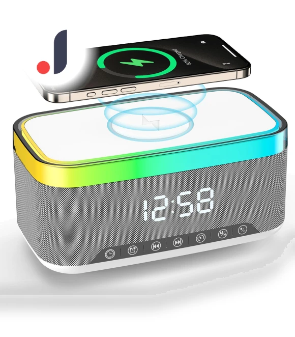 Smart Bluetooth Speaker with Night Light and Wireless Charger — Portable Audio, Sweet Story