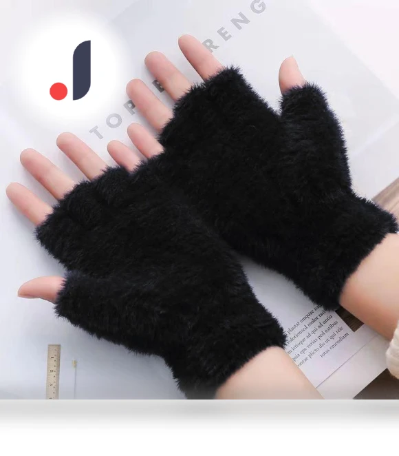 Winter Velvet Gloves with Jacquard Pattern — Gloves, CrossCart