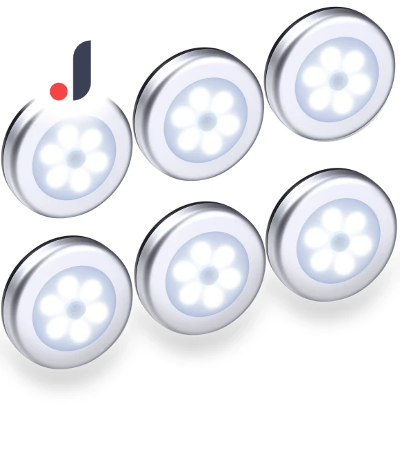 Motion Sensor Lights 6 Pack Battery Powered Magnetic Stick On Indoor Night Light — Night Lights, AMIR