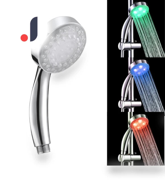 Colorful LED Shower Head with Temperature Sensor — Fixed, Khjkllo59vn