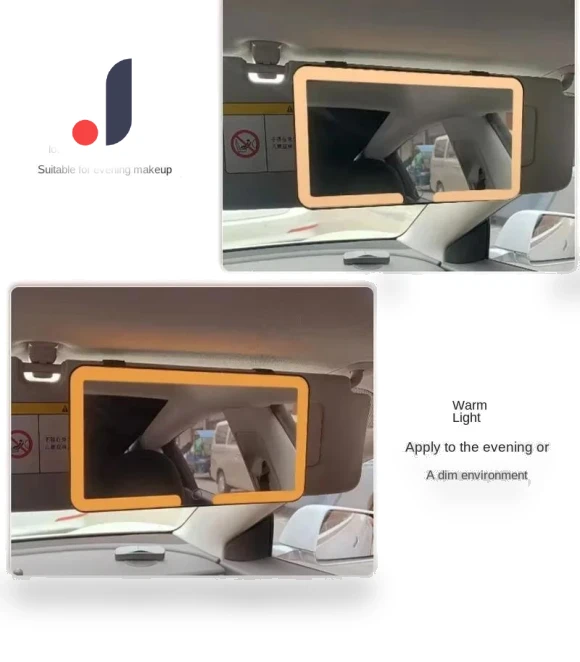 Rechargeable Touch Vanity Mirror with LED Lighting and Sun Visor — Handheld, Rustic Elegance House