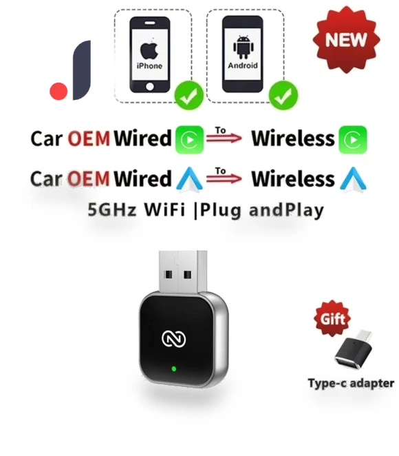 2 in 1 Wireless CarPlay and Android Auto Adapter — Phone Accessories, Meiteai-Car&Motor