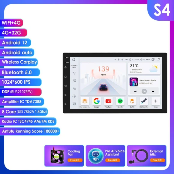 Universal 7-inch Android Car Multimedia Player with GPS and 4G — Stereo Receivers, OSSURET