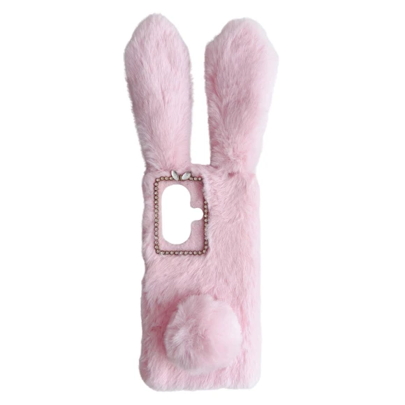 Flexible TPU Bunny Ears Furry Hairball Phone Cover — Protective Covers, Smartwatch 2025