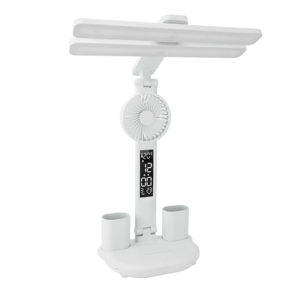 LED Desk Lamp with Fan and Calendar-Clock — Desk & Table Lighting, Koogeelife