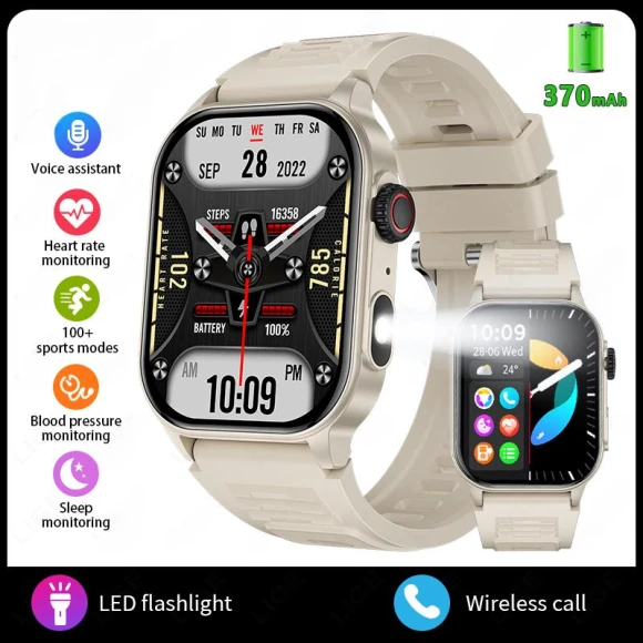 Smart Watch with Flashlight, AI Voice Assistant, and Health Monitoring — Wearable Accessories, SAMS Online