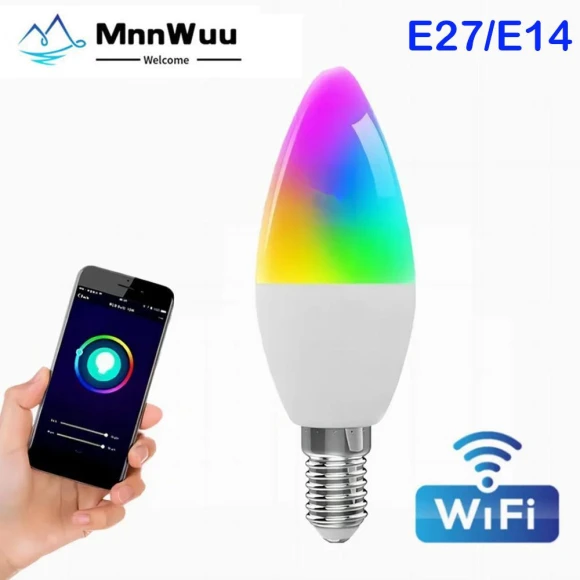 Wi-Fi Smart LED Candle Bulb with RGB Color and Adjustable Brightness — LED, MnnWuu