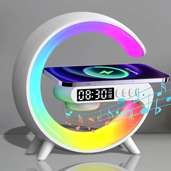 Smart Mini Atmosphere Lamp with Wireless Charging and Bluetooth Speaker — Alarm
