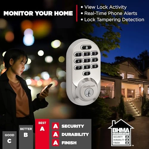 Wi-Fi Smart Lock with Keyless Entry and Geofence Auto-Unlock — Keyed Locksets, Kwikset