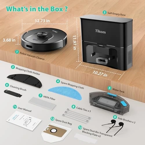Robot Vacuum and Mop with Self-Emptying Base — Smart Cleaning Robots, Tikom