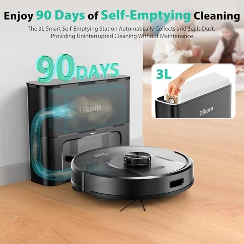Robot Vacuum and Mop with Self-Emptying Base — Smart Cleaning Robots, Tikom