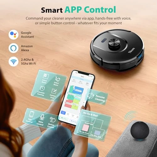 Robot Vacuum and Mop with Self-Emptying Base — Smart Cleaning Robots, Tikom