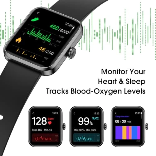 Smart Watch, Fitness Tracker with 45mm Touchscreen, Heart Rate Monitor, Blood Oxygen, Sleep Tracking, IP68 Waterproof — Smartwatches, TYKOIT