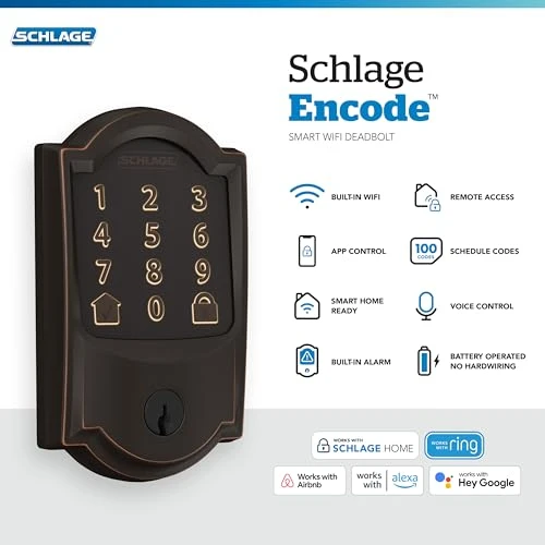 Smart WiFi Deadbolt Lock for Front Door - Keyless Entry with App or Touchscreen — Smart Lock, SCHLAGE