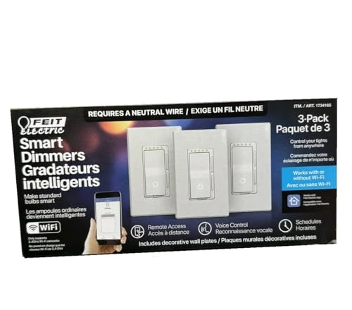Wi-Fi Smart Dimmer Light Switch, 3 Pack — Dimmer Switches, Feit Electric