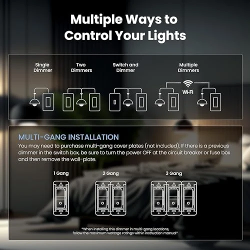 Wi-Fi Smart Dimmer Light Switch, 3 Pack — Dimmer Switches, Feit Electric