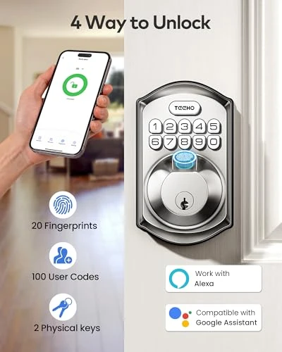 WiFi Smart Lock with Fingerprint and Keypad — Deadbolts, TEEHO