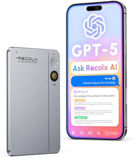 AI Voice Recorder with App Control, Transcription, and Summarization — Portable Audio Recorders, RECOLX