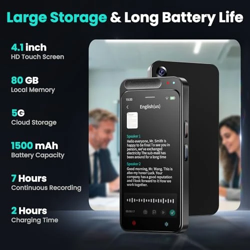 AI Voice Recorder with Free Transcription and Translation — Portable Audio Recorders, Fivegren