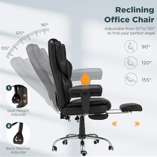 Ergonomic Executive Office Chair with Vibration, Heat, and Reclining Function — Massage Chairs, HOMREST