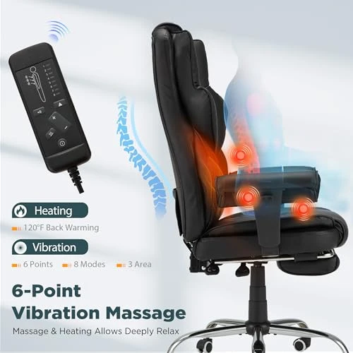 Ergonomic Executive Office Chair with Vibration, Heat, and Reclining Function — Massage Chairs, HOMREST