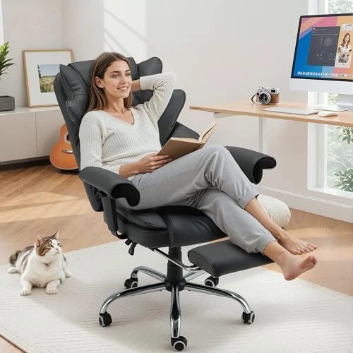 Ergonomic Executive Office Chair with Vibration, Heat, and Reclining Function — Massage Chairs, HOMREST
