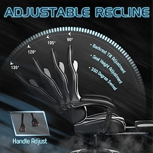 Gaming Chair with Footrest and Massage Lumbar Support — Gaming Chairs, Homall