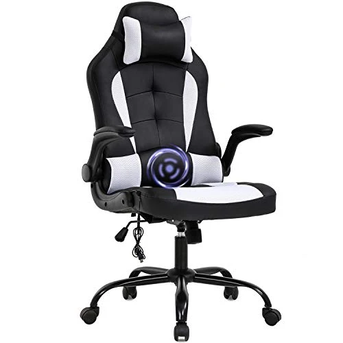 Massage Gaming Chair with Lumbar Support and Headrest — Gaming Chairs, BestOffice
